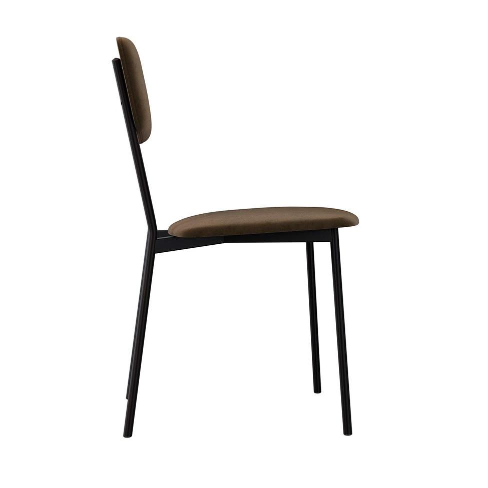 Conjunto com 4 Cadeiras Retrô Veludo Marrom e Preto