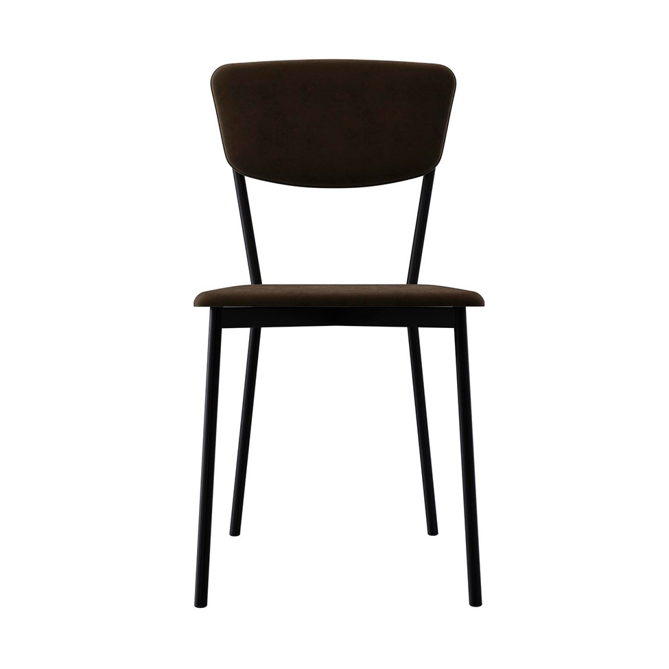 Conjunto com 4 Cadeiras Retrô Veludo Marrom e Preto