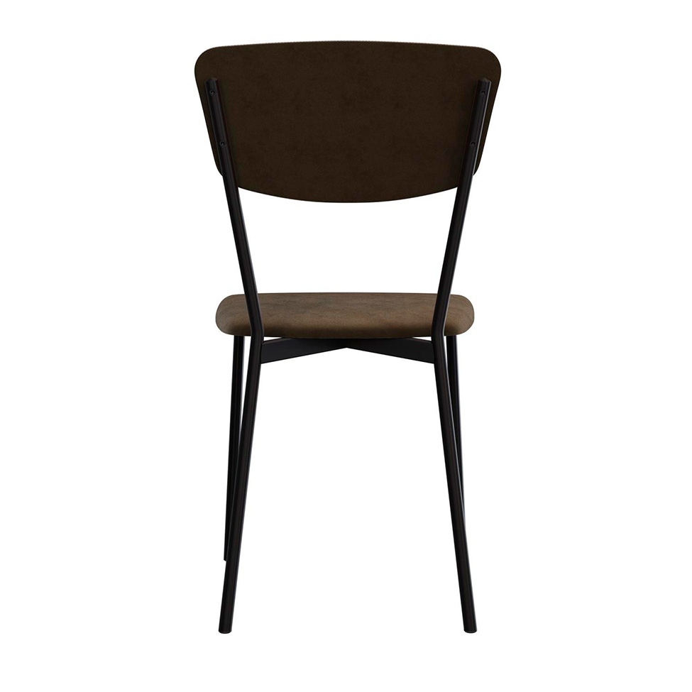 Conjunto com 4 Cadeiras Retrô Veludo Marrom e Preto
