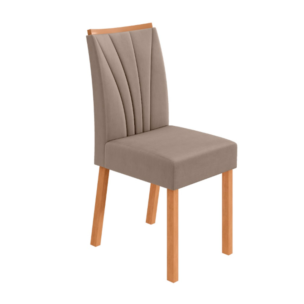 Conjunto com 4 Cadeiras Tessera Suede Bege e Amêndoa