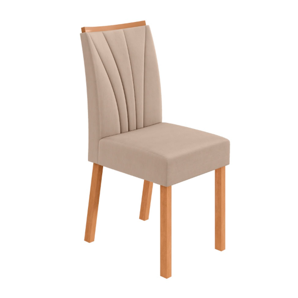 Conjunto com 4 Cadeiras Tessera Veludo Creme e Amêndoa