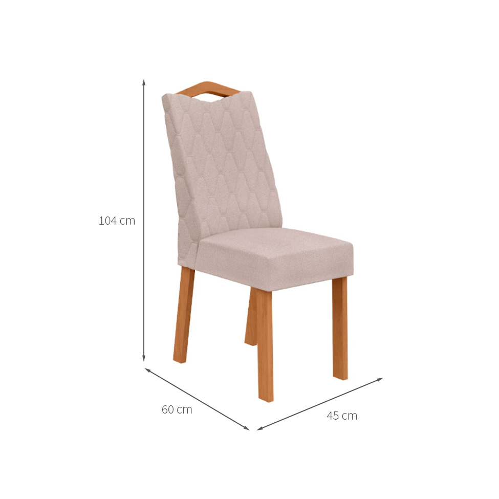 Conjunto com 4 Cadeiras Vênus Bouclé Bege e Amêndoa