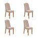 Conjunto com 4 Cadeiras Vênus Linho Bege e Amêndoa