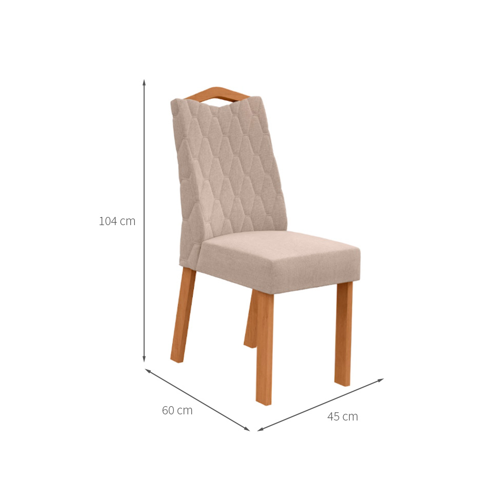 Conjunto com 4 Cadeiras Vênus Linho Bege e Amêndoa