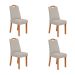 Conjunto com 4 Cadeiras Vênus Linho Cinza e Amêndoa