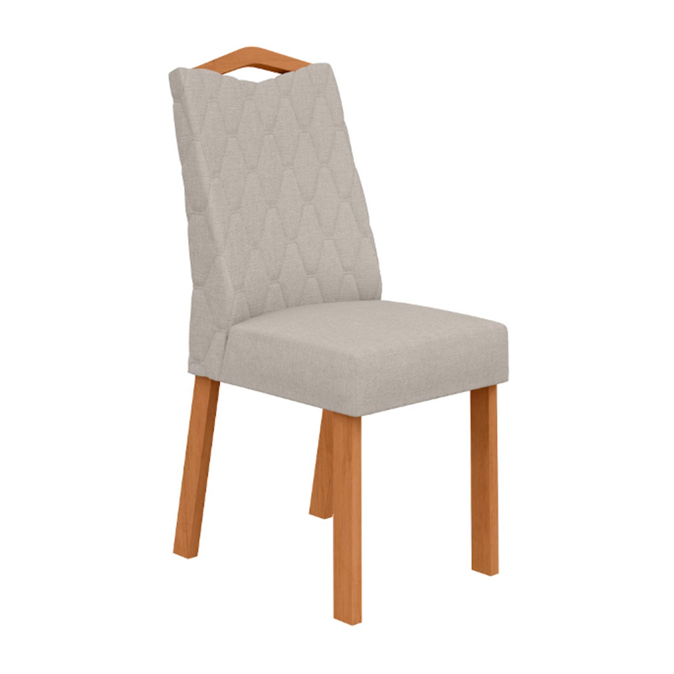 Conjunto com 4 Cadeiras Vênus Linho Cinza e Amêndoa