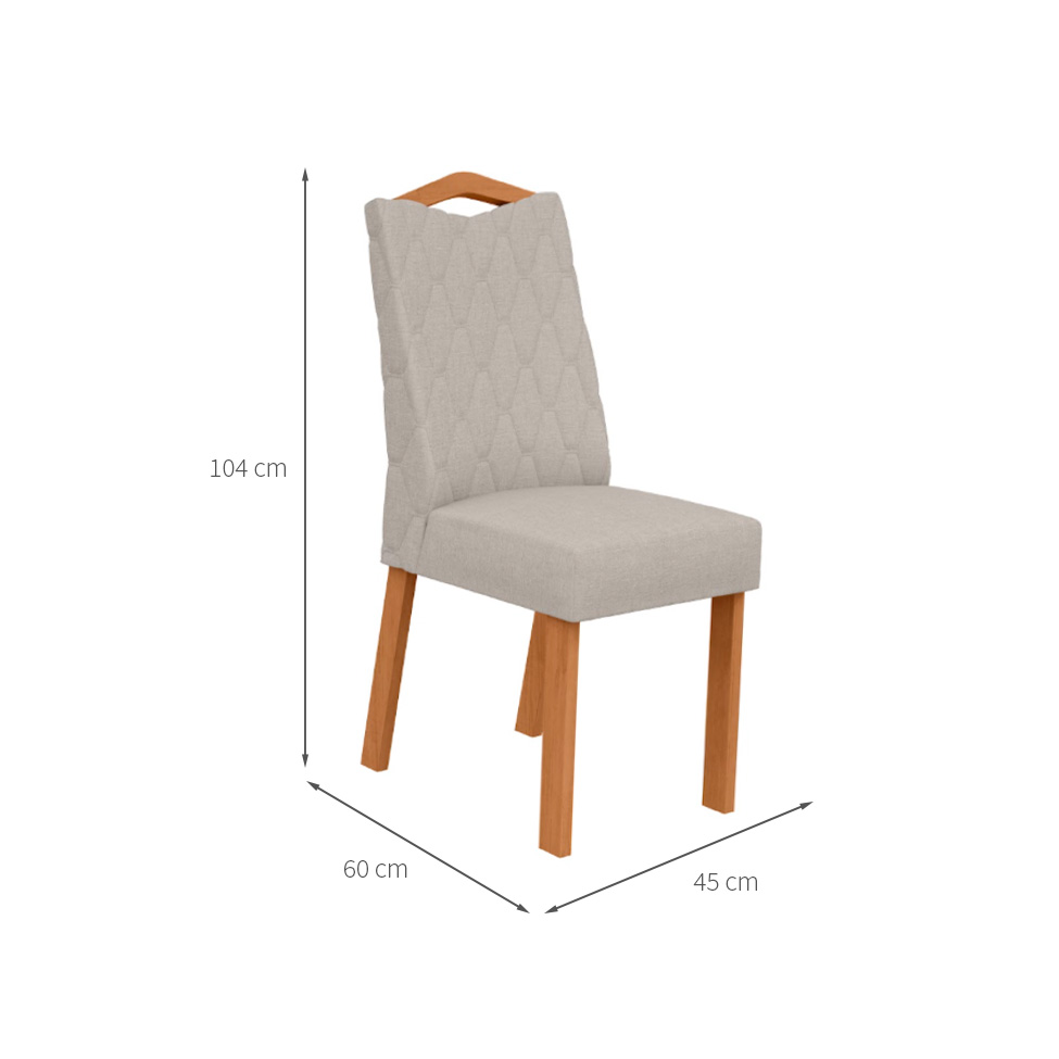 Conjunto com 4 Cadeiras Vênus Linho Cinza e Amêndoa