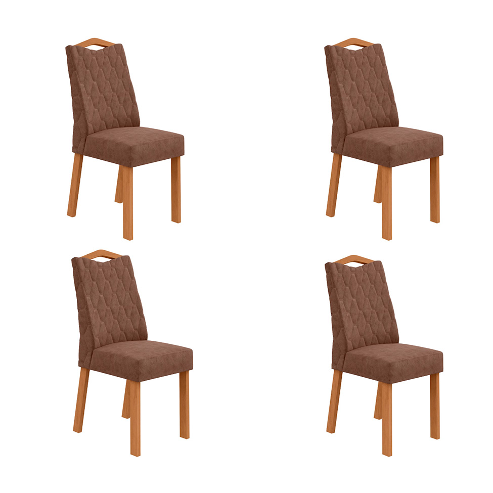 Conjunto com 4 Cadeiras Vênus Revestimento Sintético Avelã e Amêndoa