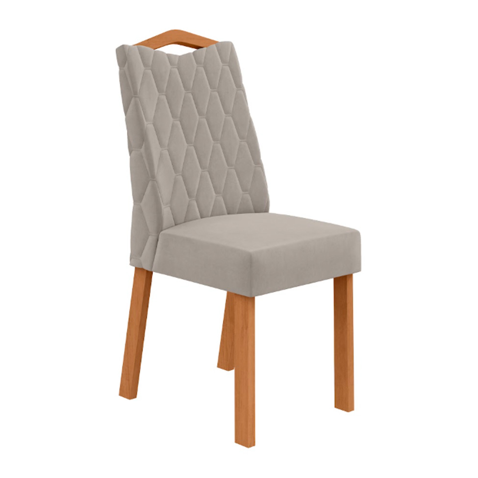 Conjunto com 4 Cadeiras Vênus Veludo Capuccino e Amêndoa