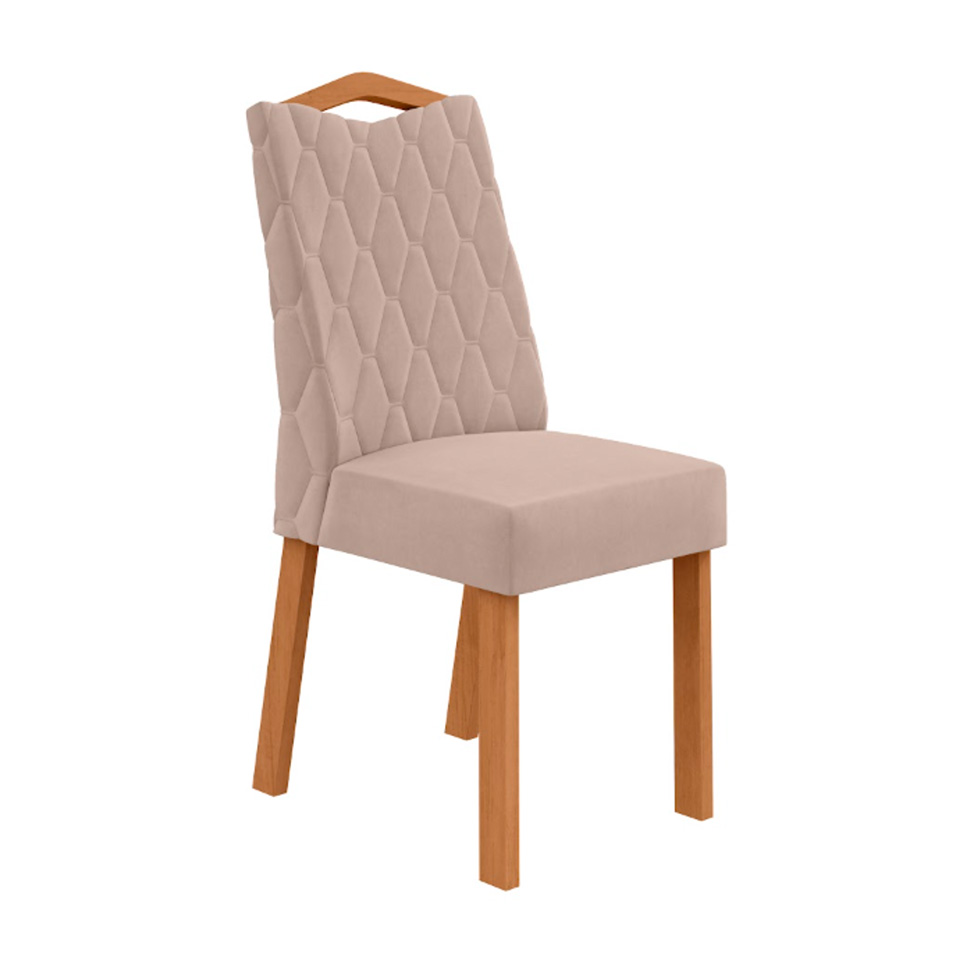 Conjunto com 4 Cadeiras Vênus Veludo Creme e Amêndoa