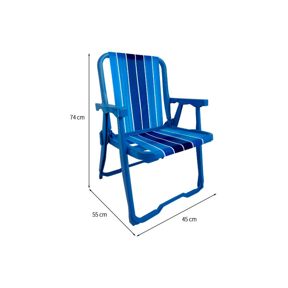 Conjunto com 4 Cadeiras de Praia Peruíbe Azul