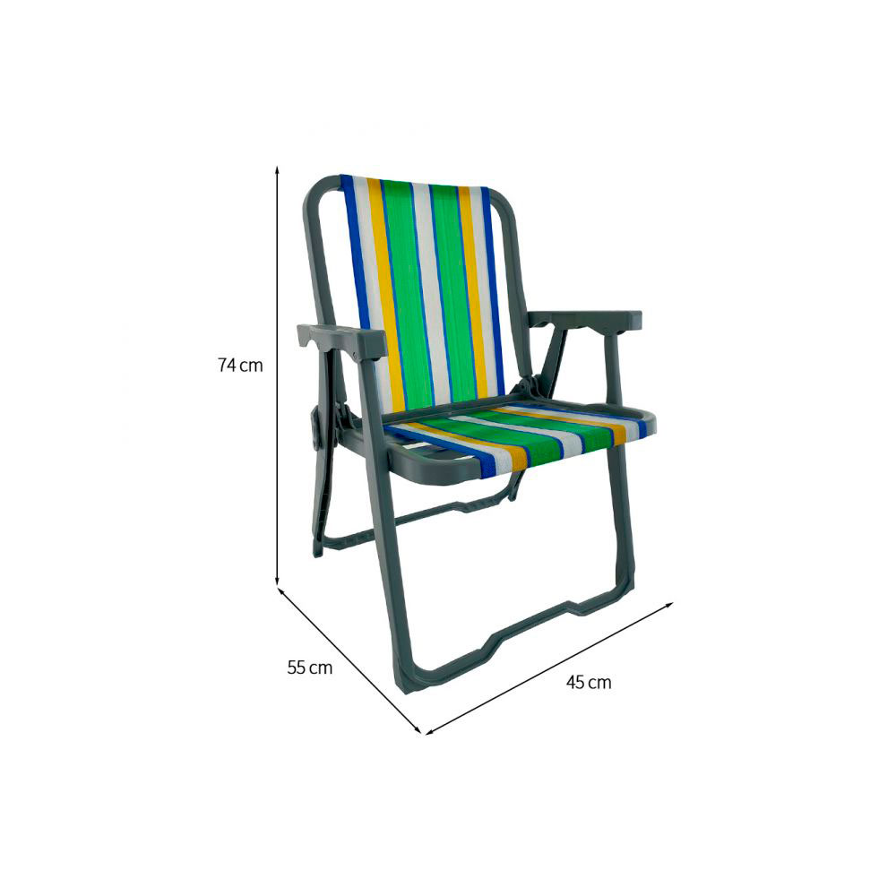 Conjunto com 4 Cadeiras de Praia Peruíbe Cinza