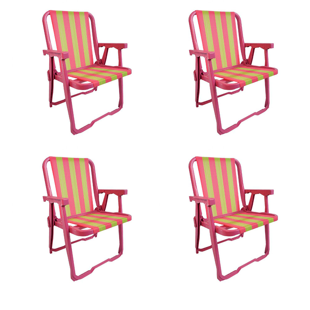 Conjunto com 4 Cadeiras de Praia Peruíbe Rosa