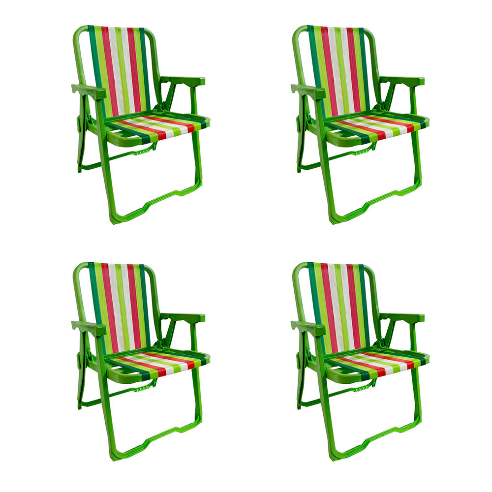 Conjunto com 4 Cadeiras de Praia Peruíbe Verde