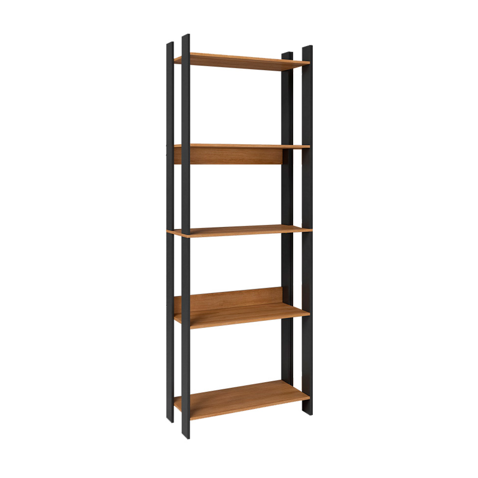 Conjunto com 4 Estantes Elara 2 Portas Mel e Preto