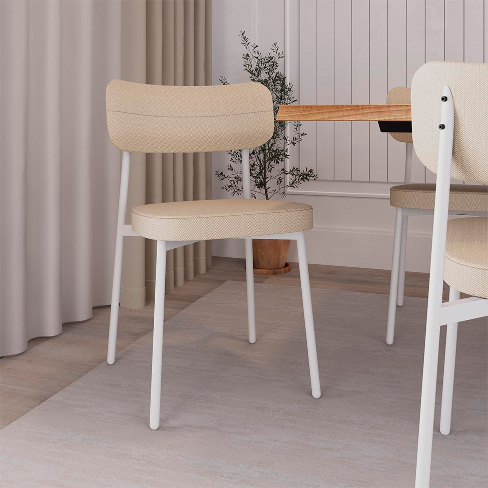 Conjunto com 6 Cadeiras Alloa Polipropileno Areia e Branco