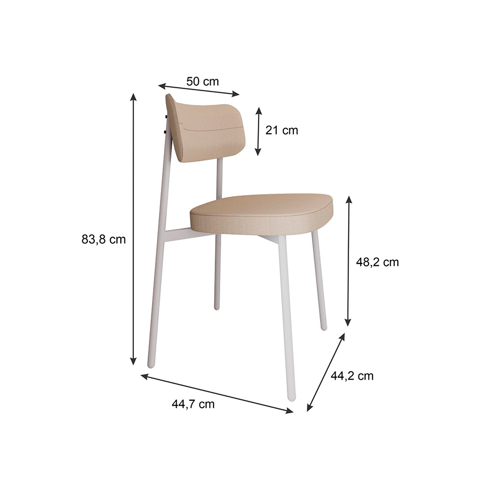Conjunto com 6 Cadeiras Alloa Polipropileno Areia e Branco