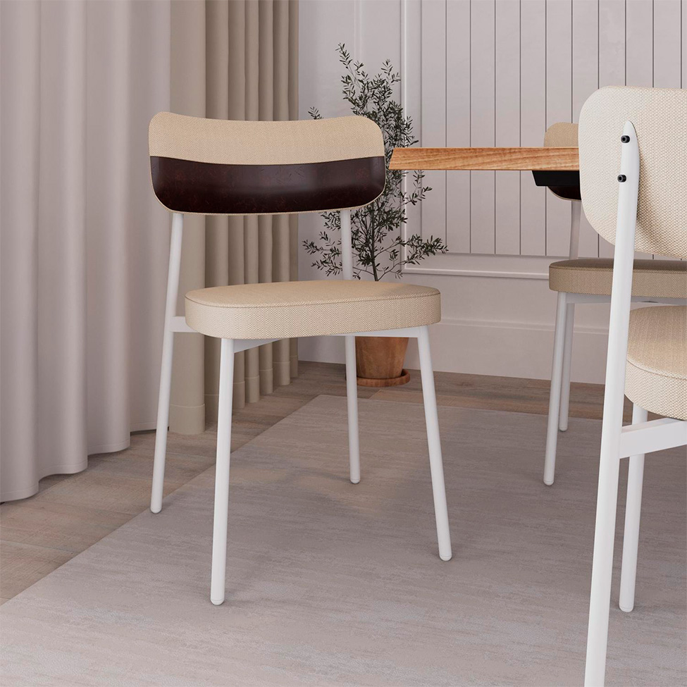 Conjunto com 6 Cadeiras Alloa Polipropileno Areia e Café