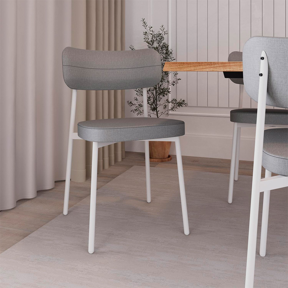 Conjunto com 6 Cadeiras Alloa Polipropileno Cinza Claro e Branco