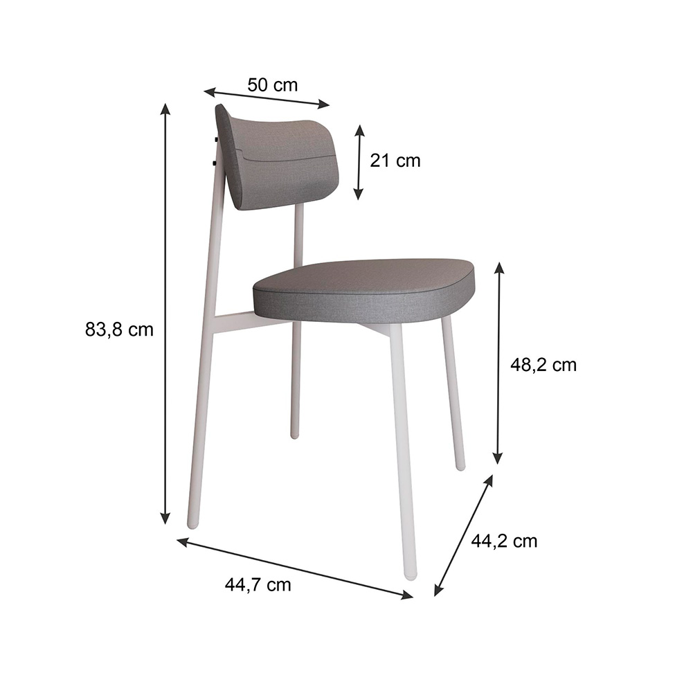Conjunto com 6 Cadeiras Alloa Polipropileno Cinza Claro e Branco