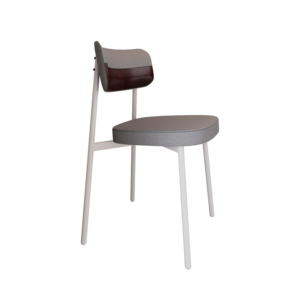 Conjunto com 6 Cadeiras Alloa Polipropileno Cinza Claro e Café