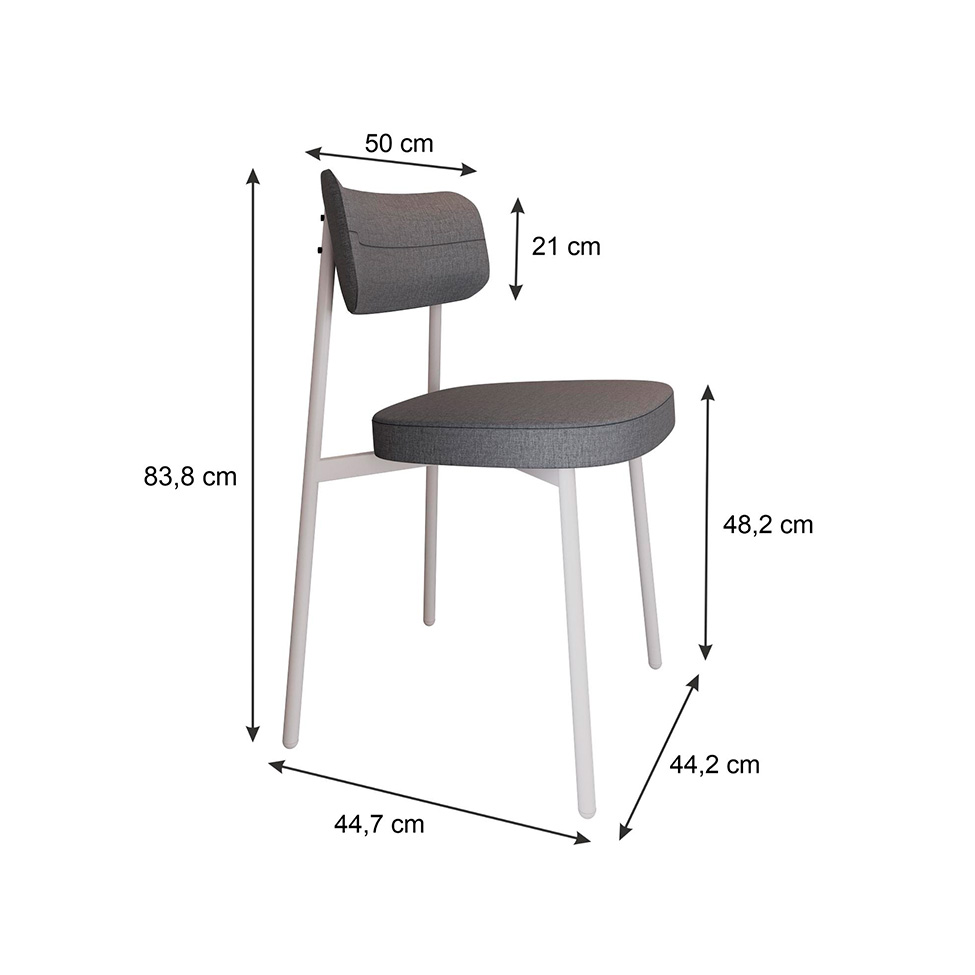 Conjunto com 6 Cadeiras Alloa Polipropileno Cinza e Branco