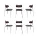 Conjunto com 6 Cadeiras Alloa Polipropileno Cinza e Café