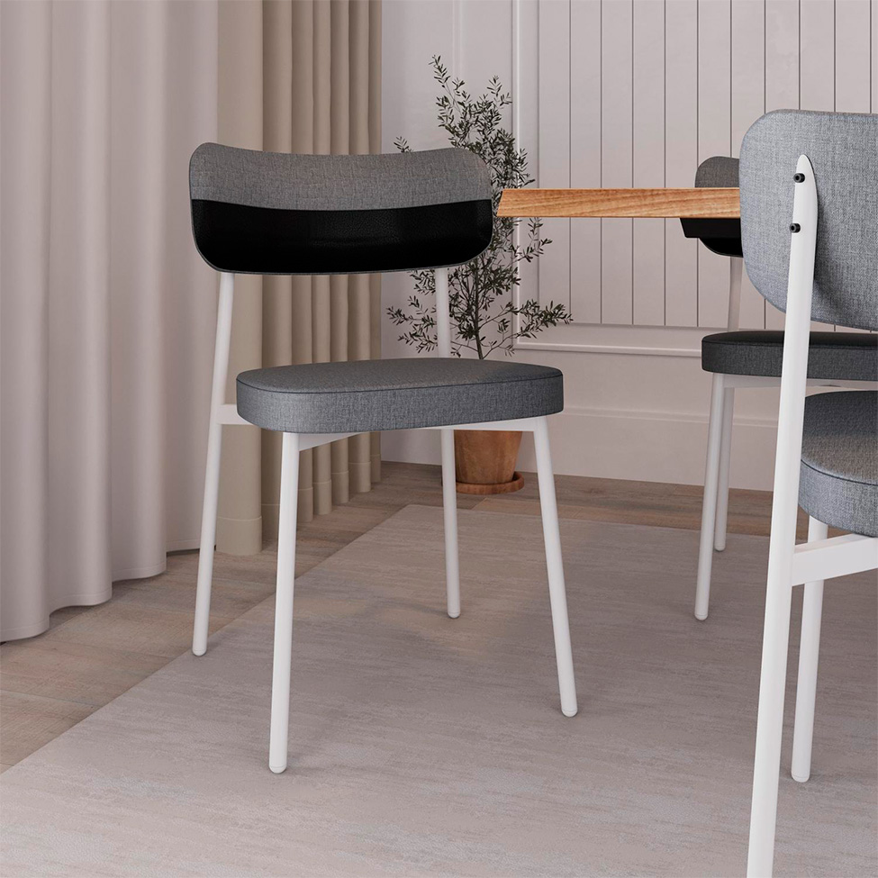 Conjunto com 6 Cadeiras Alloa Polipropileno Cinza e Preto