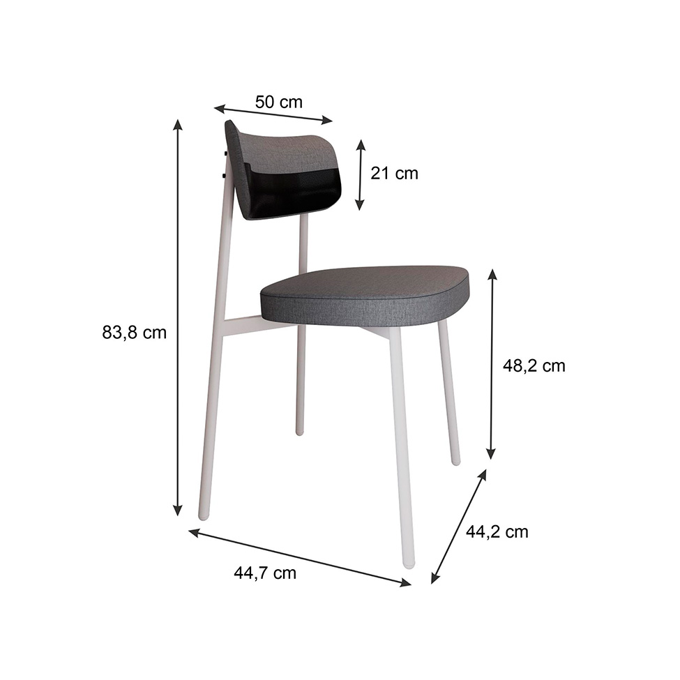 Conjunto com 6 Cadeiras Alloa Polipropileno Cinza e Preto