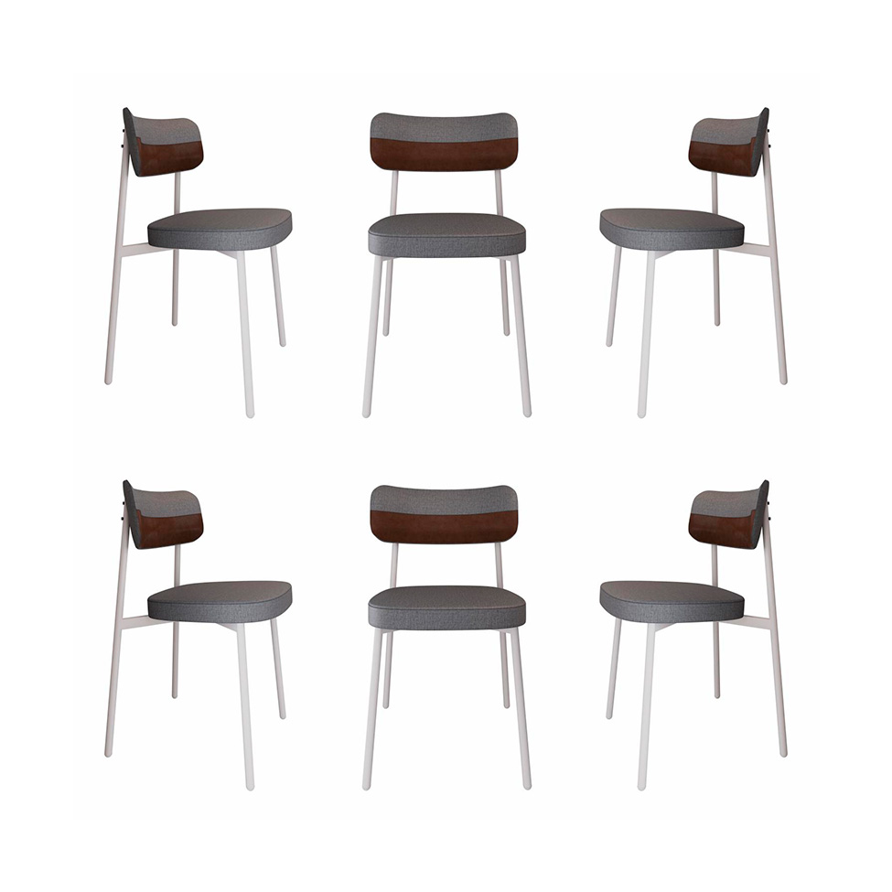 Conjunto com 6 Cadeiras Alloa Polipropileno Cinza e Whisky