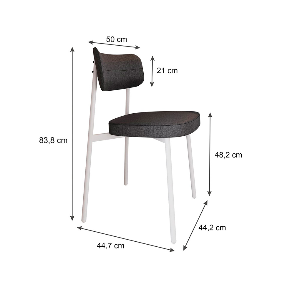 Conjunto com 6 Cadeiras Alloa Polipropileno Grafite e Branco