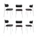 Conjunto com 6 Cadeiras Alloa Polipropileno Grafite e Preto