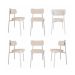 Conjunto com 6 Cadeiras Alloa Polipropileno Palha e Branco