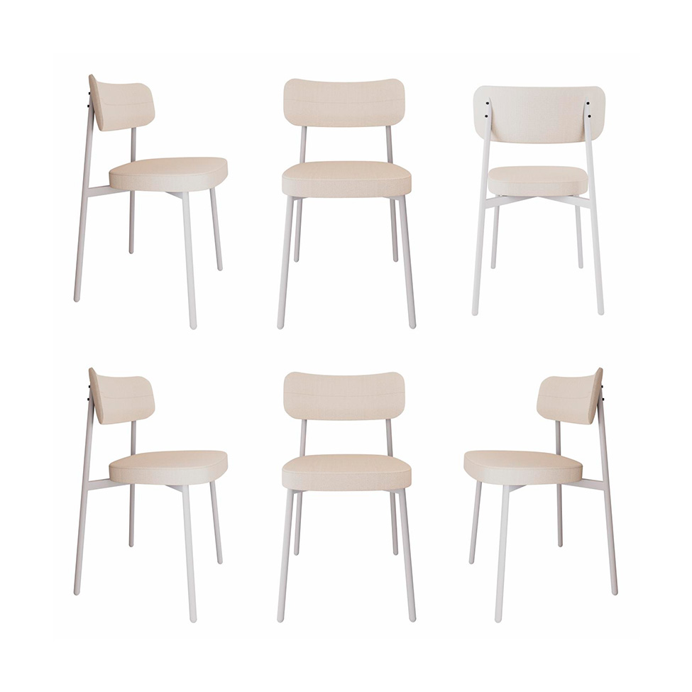 Conjunto com 6 Cadeiras Alloa Polipropileno Palha e Branco
