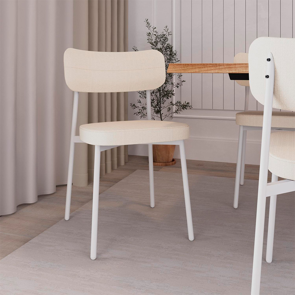 Conjunto com 6 Cadeiras Alloa Polipropileno Palha e Branco