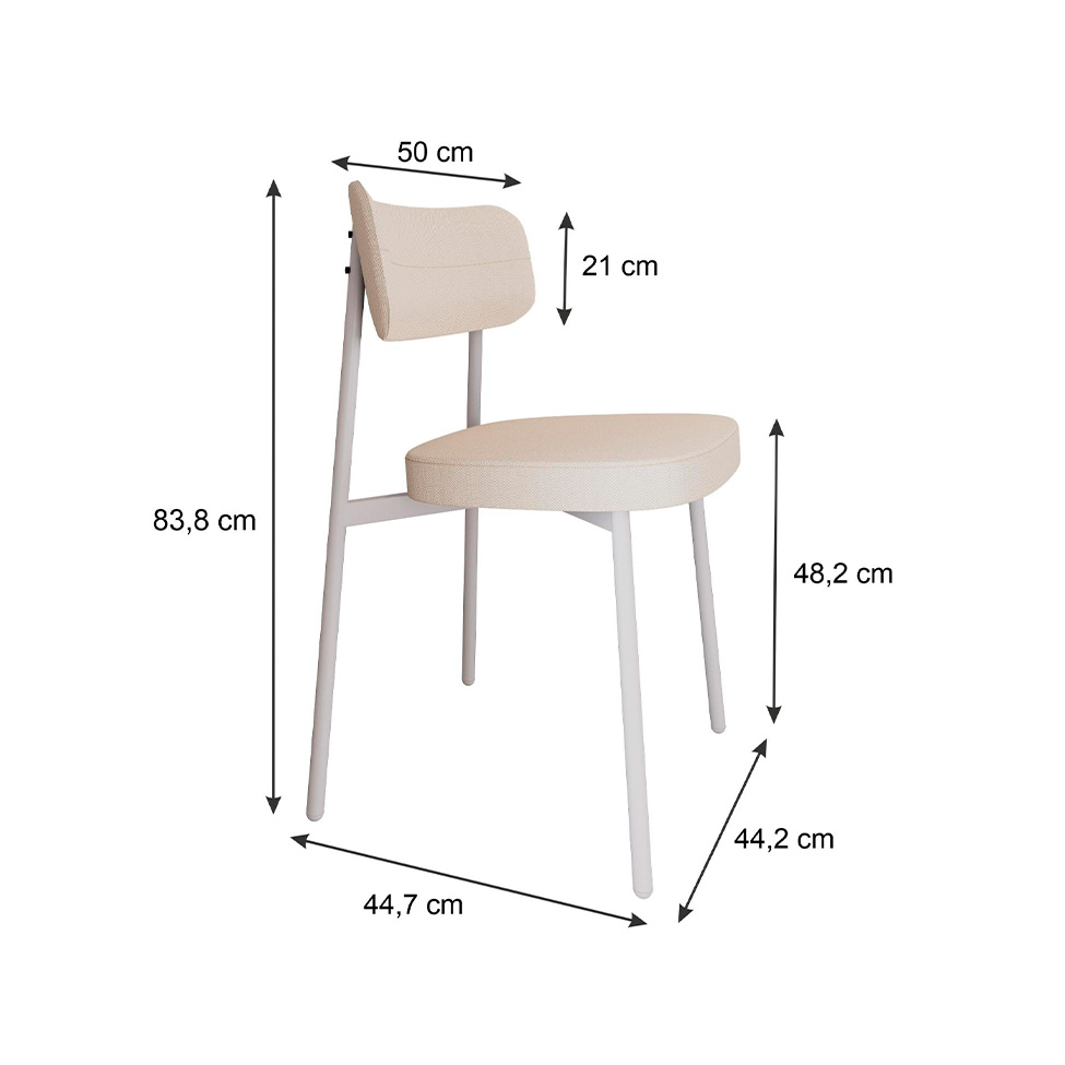 Conjunto com 6 Cadeiras Alloa Polipropileno Palha e Branco