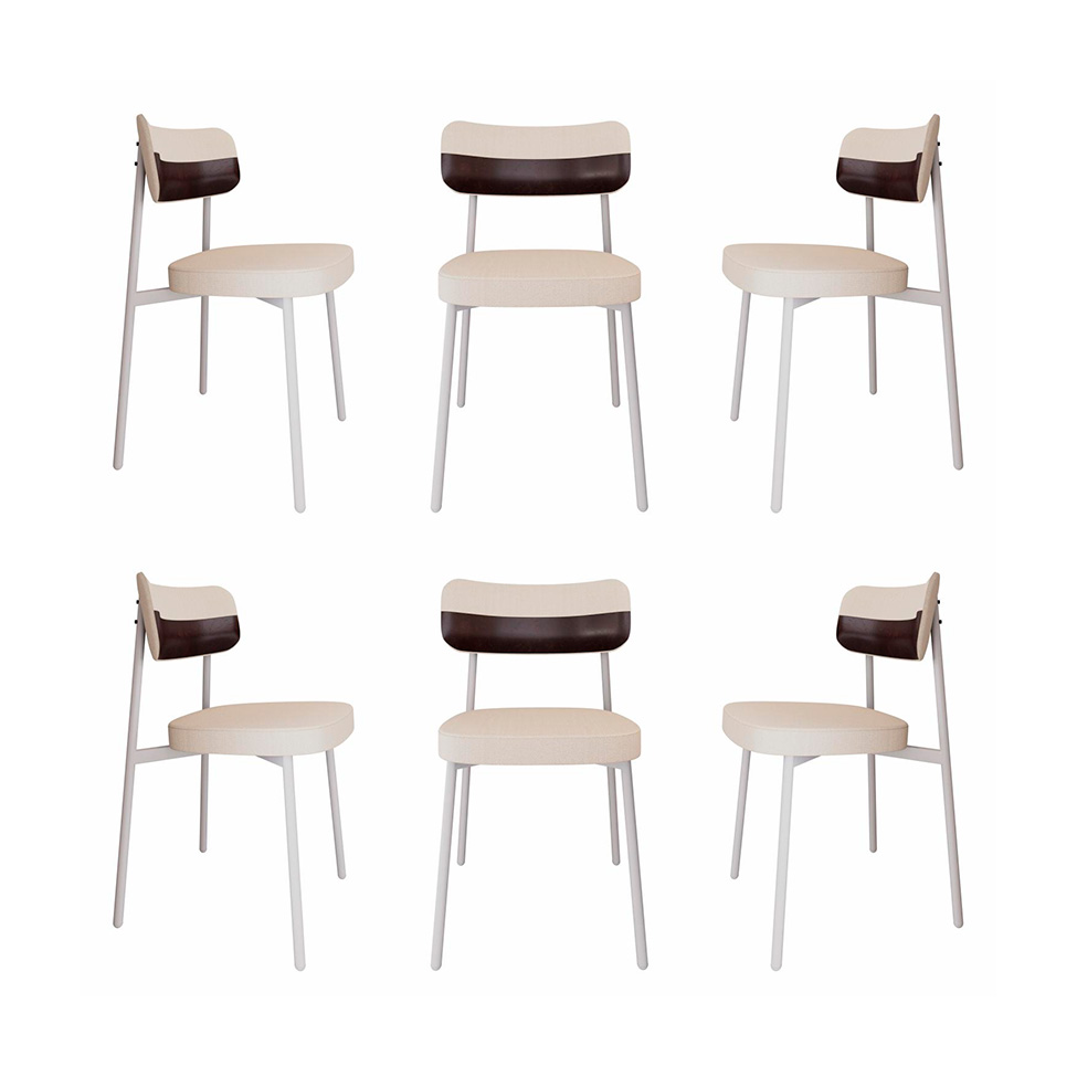 Conjunto com 6 Cadeiras Alloa Polipropileno Palha e Café