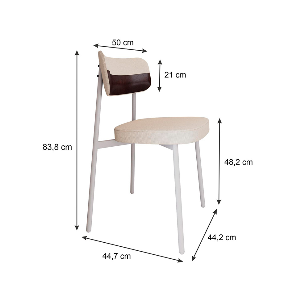 Conjunto com 6 Cadeiras Alloa Polipropileno Palha e Café