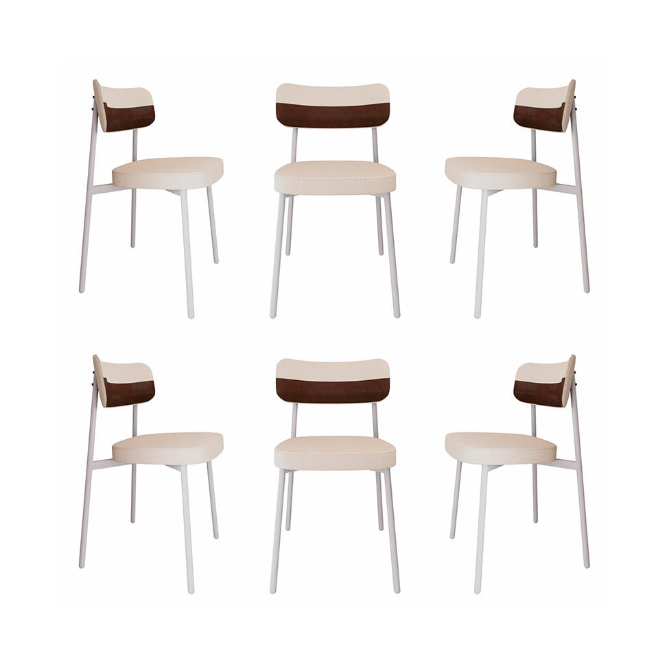 Conjunto com 6 Cadeiras Alloa Polipropileno Palha e Whisky