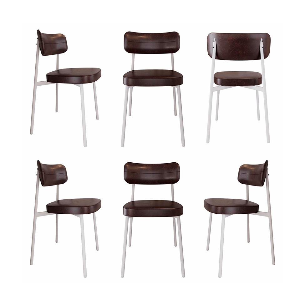 Conjunto com 6 Cadeiras Alloa Revestimento Sintético Café e Branco