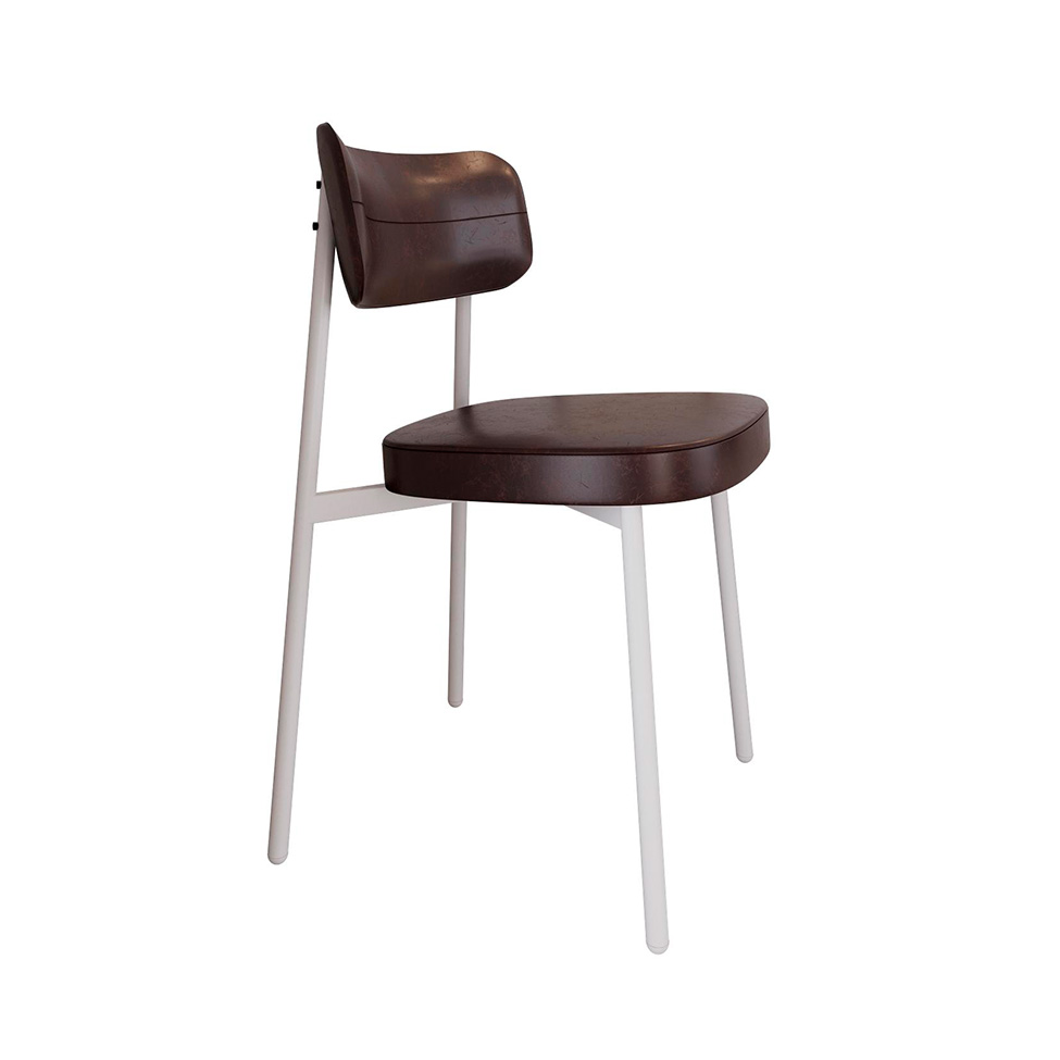 Conjunto com 6 Cadeiras Alloa Revestimento Sintético Café e Branco
