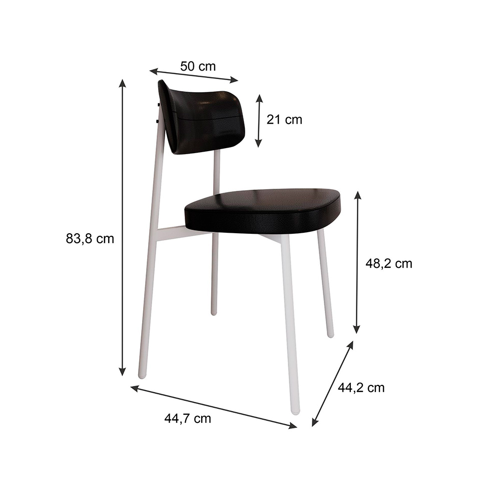 Conjunto com 6 Cadeiras Alloa Revestimento Sintético Preto e Branco