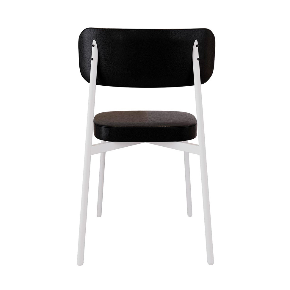 Conjunto com 6 Cadeiras Alloa Revestimento Sintético Preto e Branco