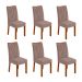 Conjunto com 6 Cadeiras Apogeu Suede Bege e Frassino
