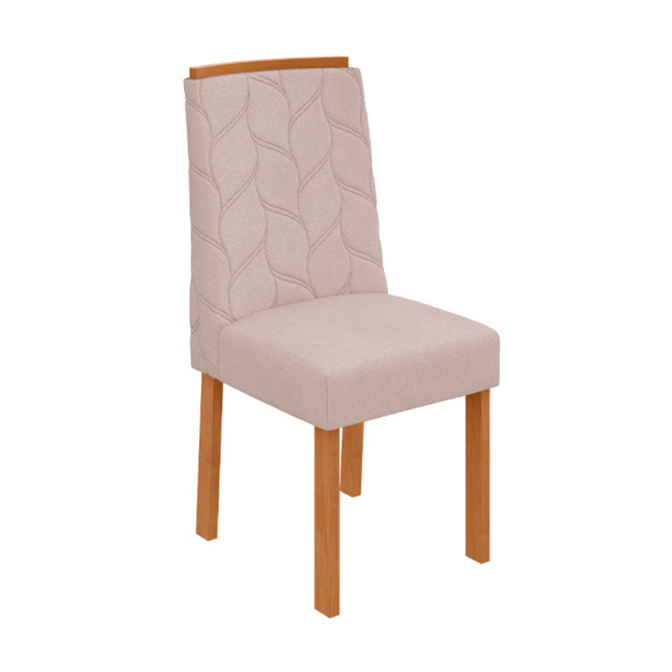 Conjunto com 6 Cadeiras Astrid Bouclé Bege e Amêndoa