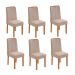 Conjunto com 6 Cadeiras Astrid Linho Bege e Amêndoa