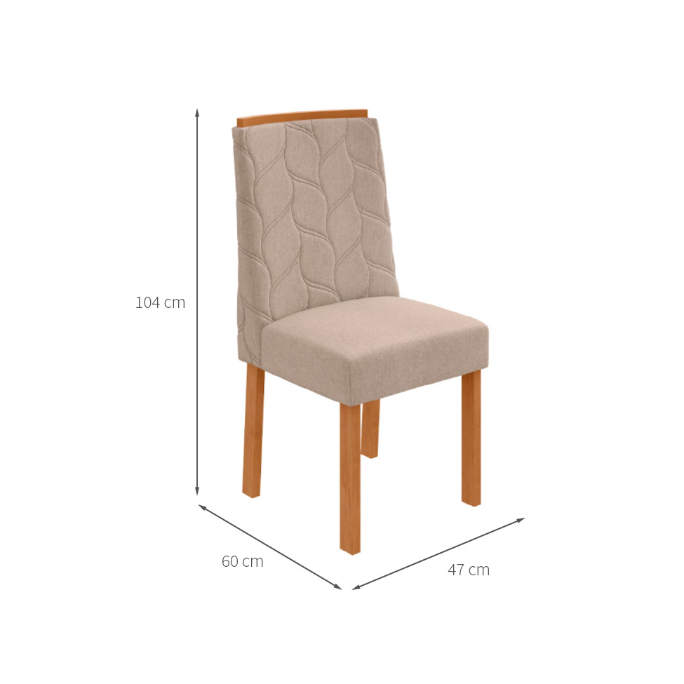 Conjunto com 6 Cadeiras Astrid Linho Bege e Amêndoa