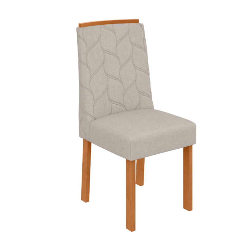 Conjunto com 6 Cadeiras Astrid Linho Cinza e Amêndoa