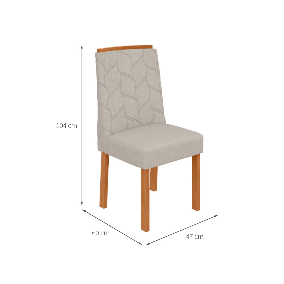 Conjunto com 6 Cadeiras Astrid Linho Cinza e Amêndoa