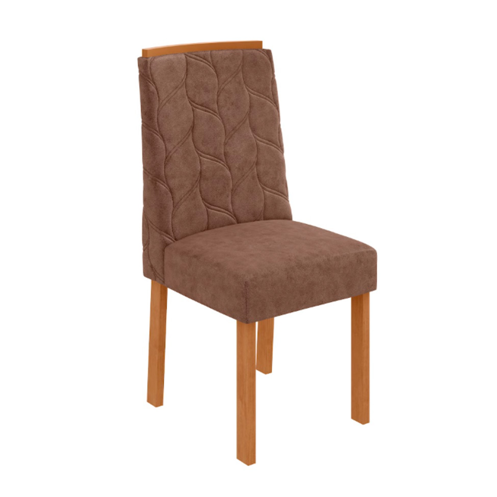 Conjunto com 6 Cadeiras Astrid Revestimento Sintético Avelã e Amêndoa